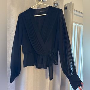 Express faux wrap long sleeved top